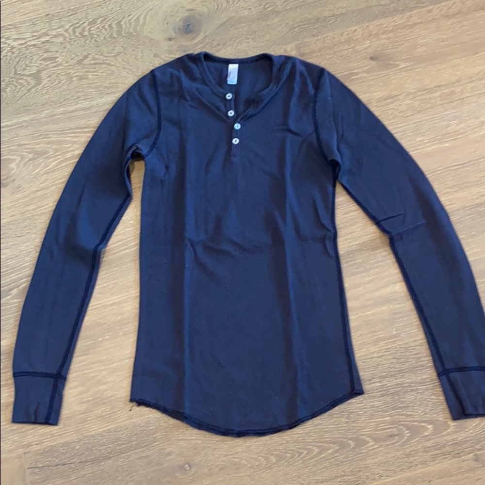 American Apparel blue button Henley